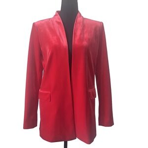 Calvin Klein‎ Red Velvet Blazer Women's Size 8 Luxe Party Jacket NWOT